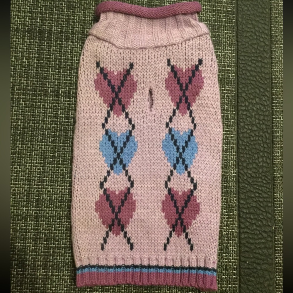 Cute Purple Heart Argyle Sweater For Dogs Or Cats